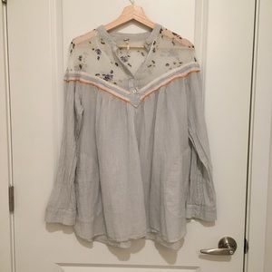 Free People White Blouse (Hearts and Colors)